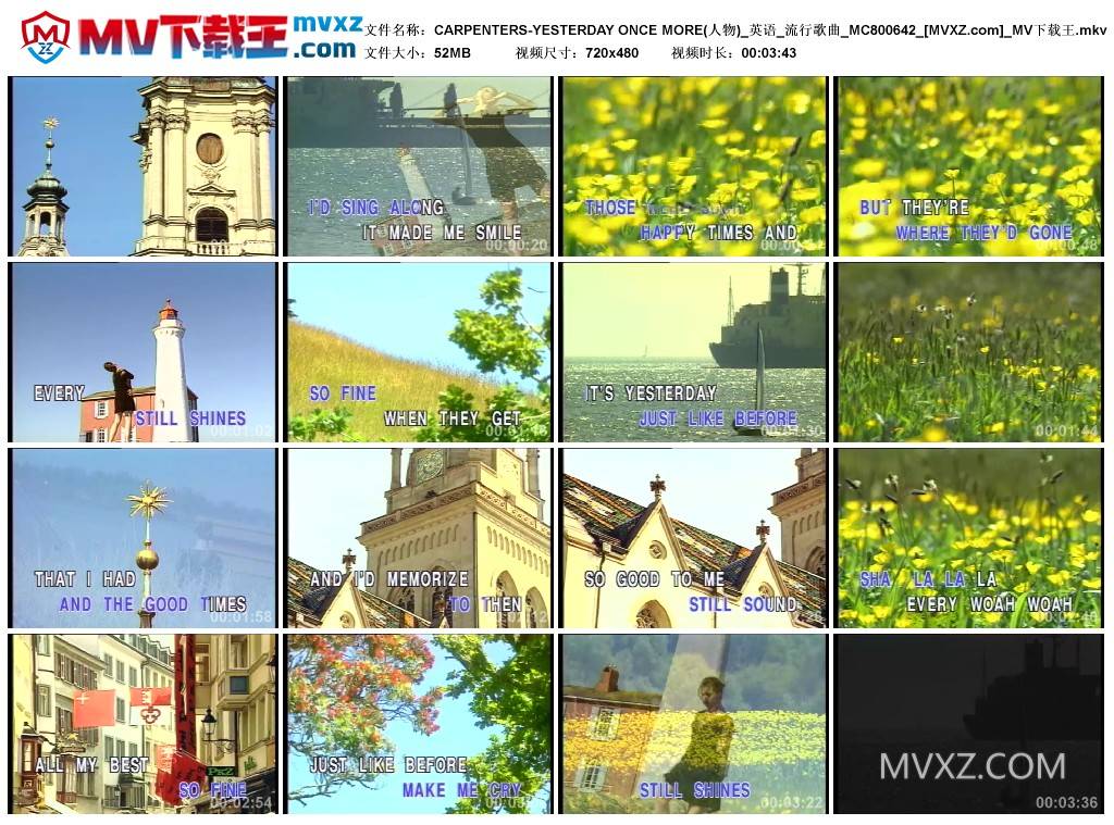 CARPENTERS-YESTERDAY ONCE MORE(人物)_英语_流行歌曲_MC800642